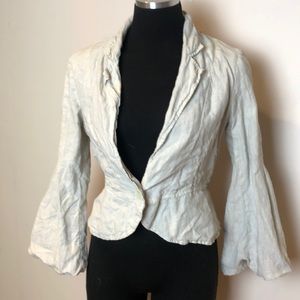 RARE 120% LINO LINEN CROPPED BELL SLEEVE JACKET